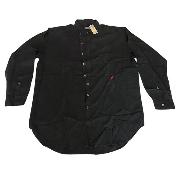 NWT VTG 90s Paul Smith Shirt Black Silk Long Sleeve Button Down Sz XL - Picture 1 of 7